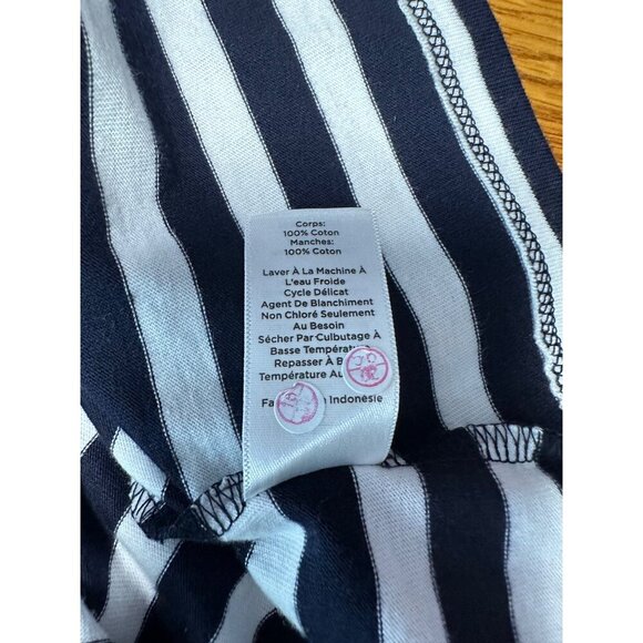 Talbots Short Puffy Sleeve Scoop Neck Striped Top Size L - Picture 4 of 7